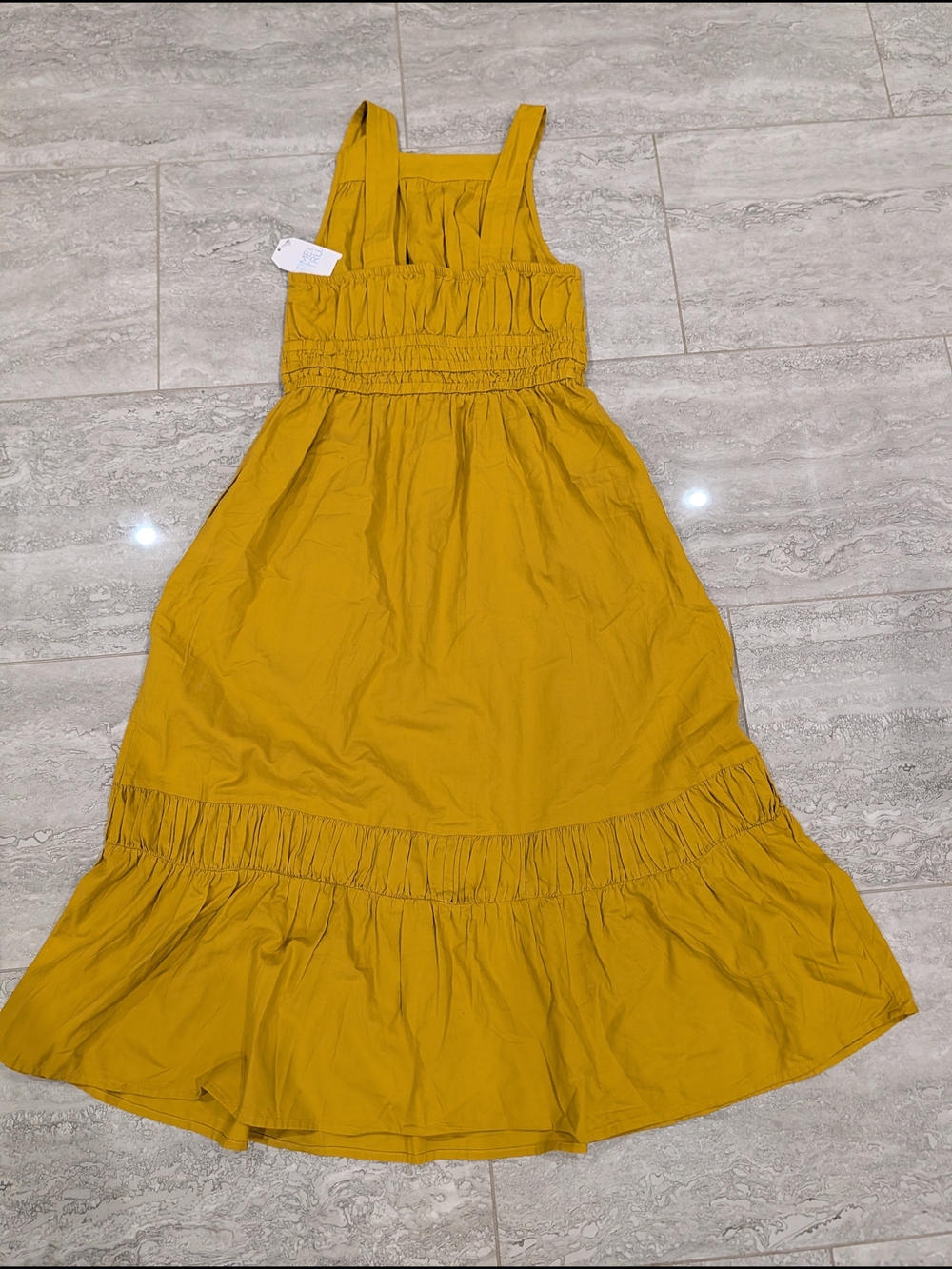 Yellow Smocked Waist Summer Sundress Adjustable Straps Sz Small - Picture 3 of 6